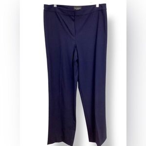 St. John Caviar Navy Diane Dress Pants High Rise Wool Bkend